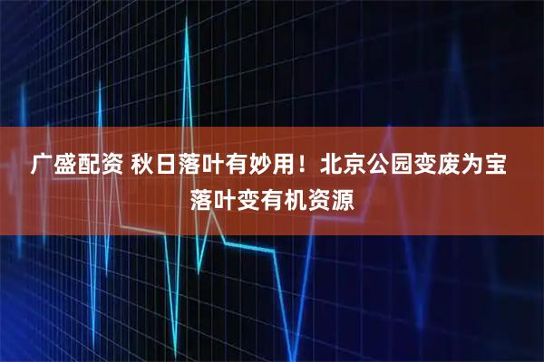 广盛配资 秋日落叶有妙用！北京公园变废为宝 落叶变有机资源